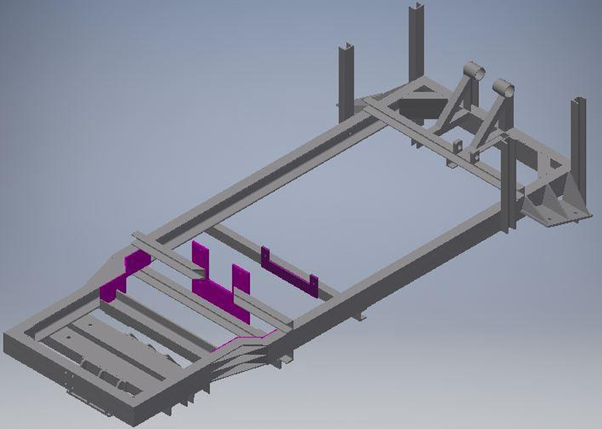 Projekt ramy pojazdu wolnobieżnego — model CAD